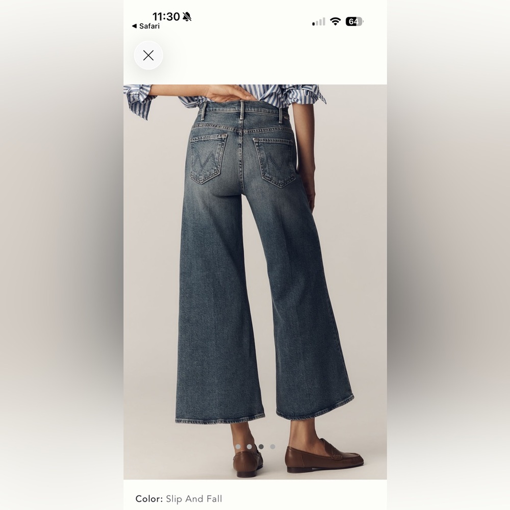 MOTHER the Hustler Roller Ankle High Rise Wide Leg Jeans - Picture 2 of 3